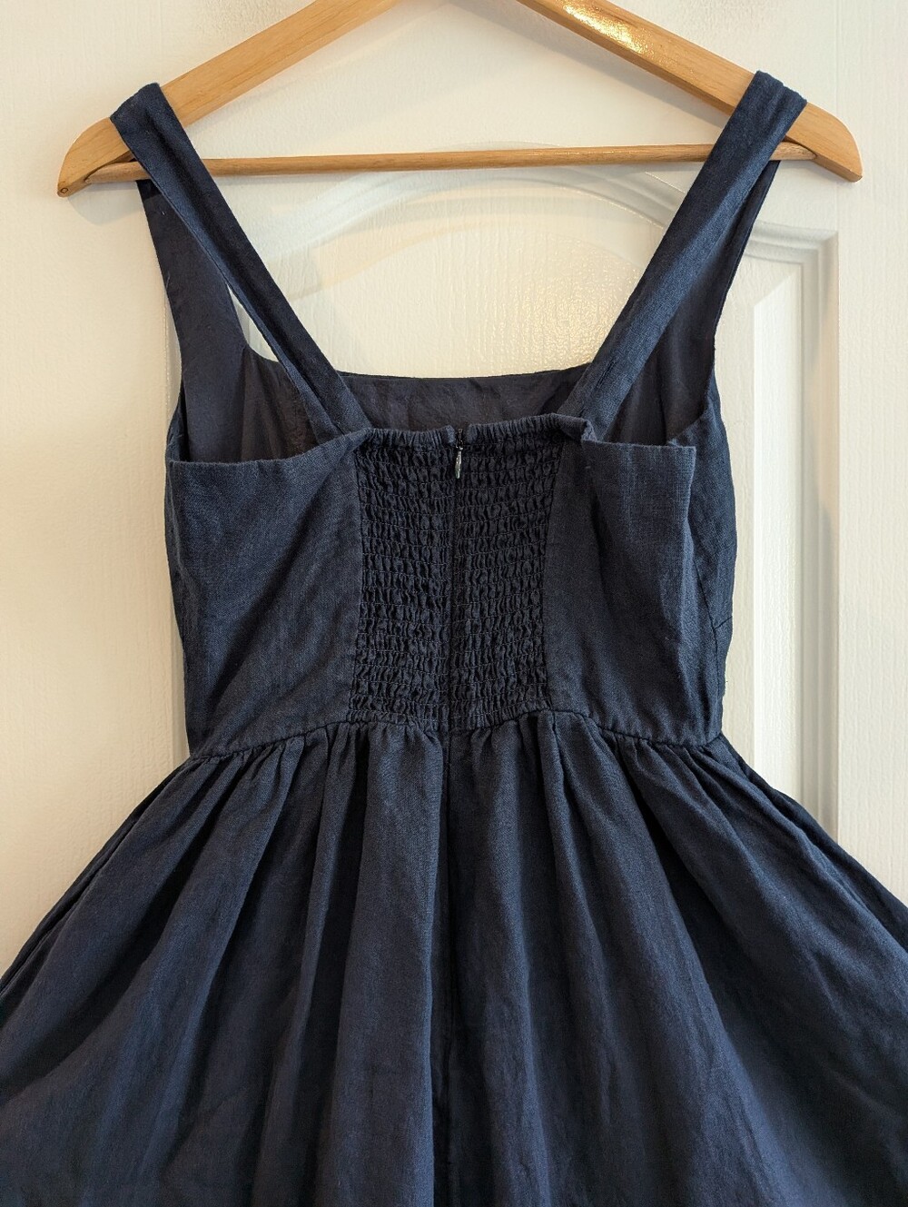Quince 100% European Linen Fit & Flare Midi Dress Deep Navy Blue Coastal Size XS - Picture 9 of 14
